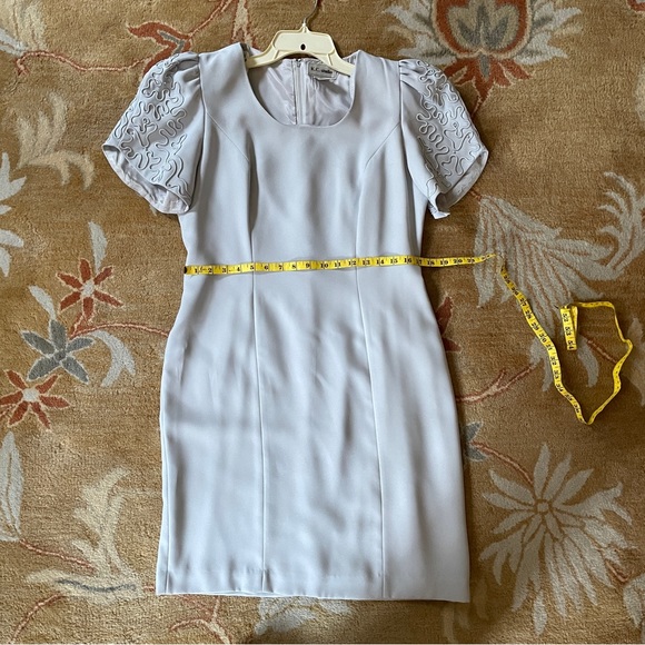 K.C. Studio Sheath Dress Gray Beaded sleeves Sz 12 - Picture 7 of 9